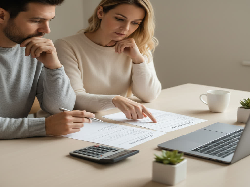 Asesor explicando coberturas y primas de un seguro de vida a una familia